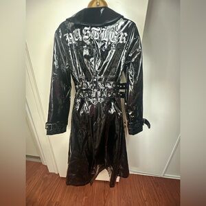 Dolls Kill X Hustler Sneaky LinkGlossy Vinyl Belt Goth Grunge Trench Coat NWOT S